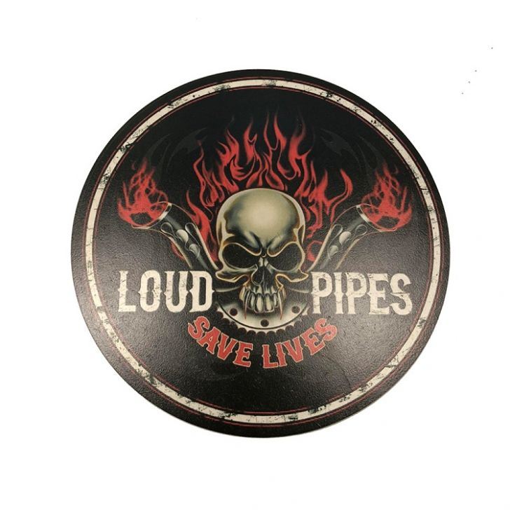 Placa Decorativa MDF 35x35Cm Personalizado Skull Loud Pipes