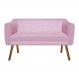 Namoradeira 02 Lugares Julia Suede Rosa Bebê com Strass Pés Palito Castanho D'Rossi
