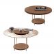 Conjunto 2 Mesas de Centro Decorativas Walker Pés Aço Tampo MDF/Tampo Vidro Castanho G26 - Gran Belo