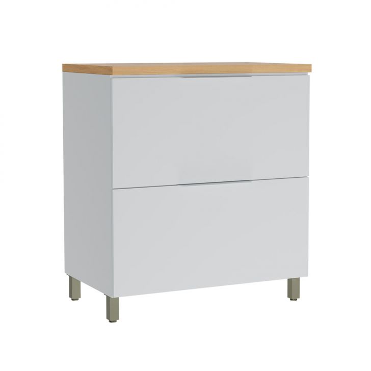 Balcão de Cozinha com Tampo Marquesa 100% MDF 1 Porta 1 Gaveta Branco e Nature