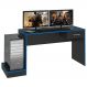 Mesa Escrivaninha Gamer 1 Gaveta 160 cm Preto Azul ARLY