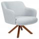 Poltrona Decorativa Giratória Base Giromad Madeira Jade C-315 Linho Cinza - Domi