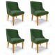 Kit 4 Cadeiras Estofadas para Sala de Jantar Base Fixa de Madeira Castanho Lia Suede Verde - Ibiza