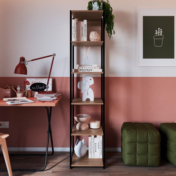 Estante Merlin Preta e Montana 183x40 cm