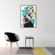 Quadro Mulher Negra Cores 60x43 Filete Preto