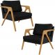 Kit 02 Poltrona Decorativa Para Sala Pietra Estrutura De Madeira L02 Corano Preto - Lyam Decor