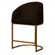 Poltrona Cadeira Banqueta Mia Base Bronze Veludo Marrom - Montanaris Decor
