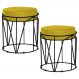 Kit 2 Puffs Decorativo Sala de Estar Base Preto Chloe Suede Amarelo G41 - Gran Belo