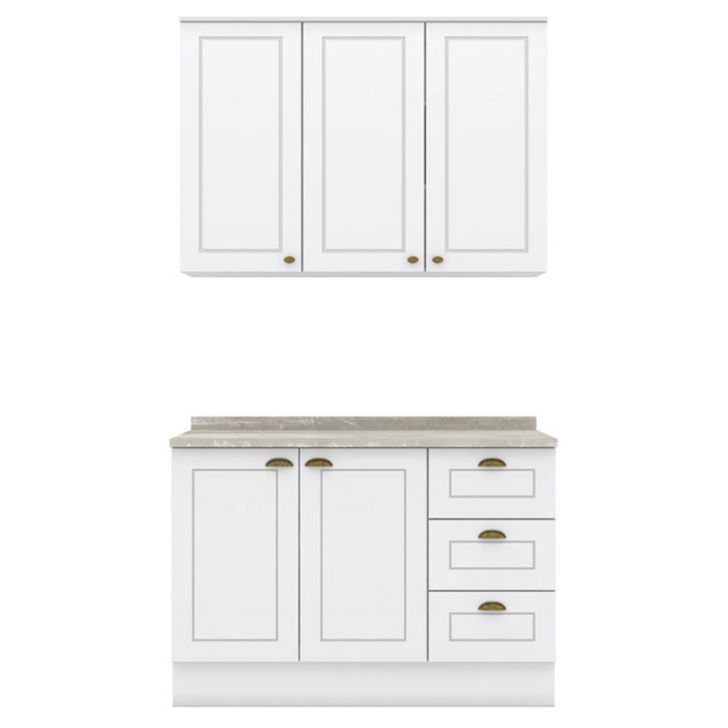 Armario Aereo E Balcao 120 cm CE169 Americana Branco Calcare Henn