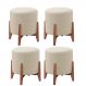 Kit 4 Puff Decorativo para Sala Thor Linho Bege Madeira Estofados