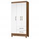 Guarda Roupa Solteiro Lima 3 Portas 182x82 cm Naturale Branco Moval
