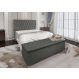 Conjunto Cabeceira Casal e Recamier Baú 1,60m Madrid Suede Cinza Dal Poz Estofados