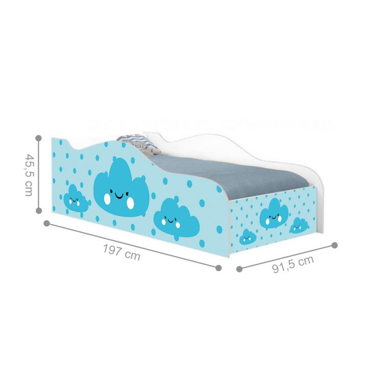 Cama Fun Nuvens Meninos Solteiro Com Colchão