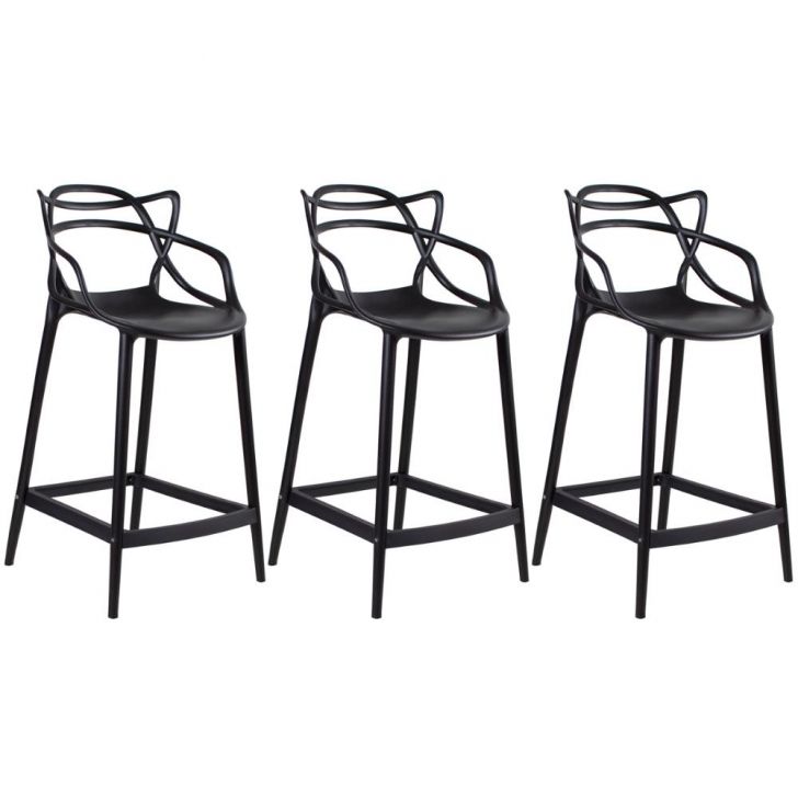 Kit 3 banquetas médias Masters Allegra 66 cm Preto