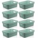 Conjunto 8 Caixas Organizadoras Cube Média 10,5L Plástico com Alças Laterais OU Verde Menta