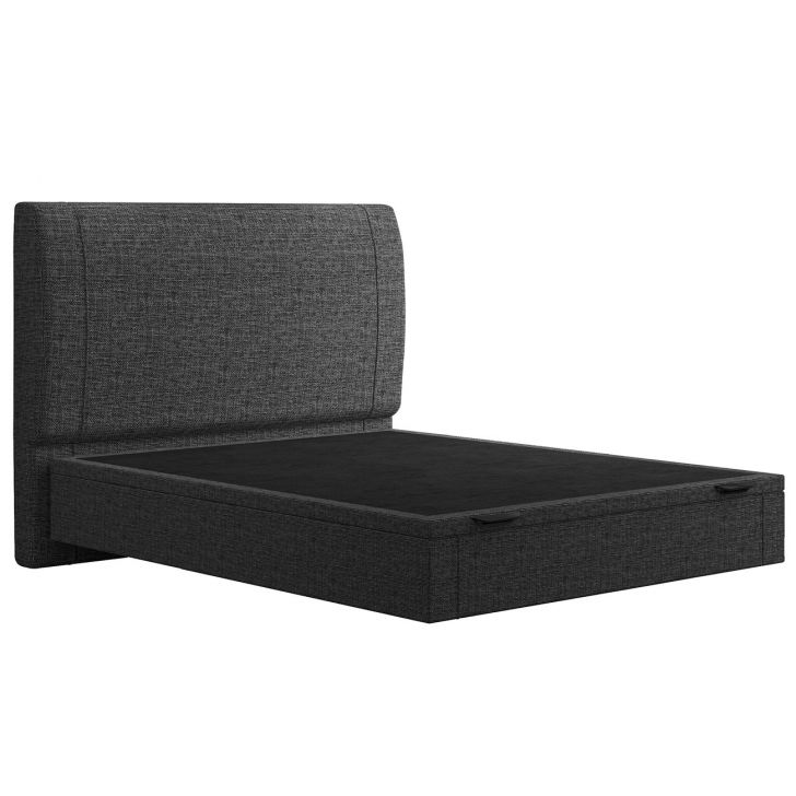 Cama Casal Flutuante Baú Cabeceira 140cm Fly S05 Linho Preto - Mpozenato