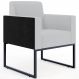 Poltrona Decorativa para Sala Base fixa de Metal Helô L02 Linho Cinza Couríssimo Preto - Lyam Decor