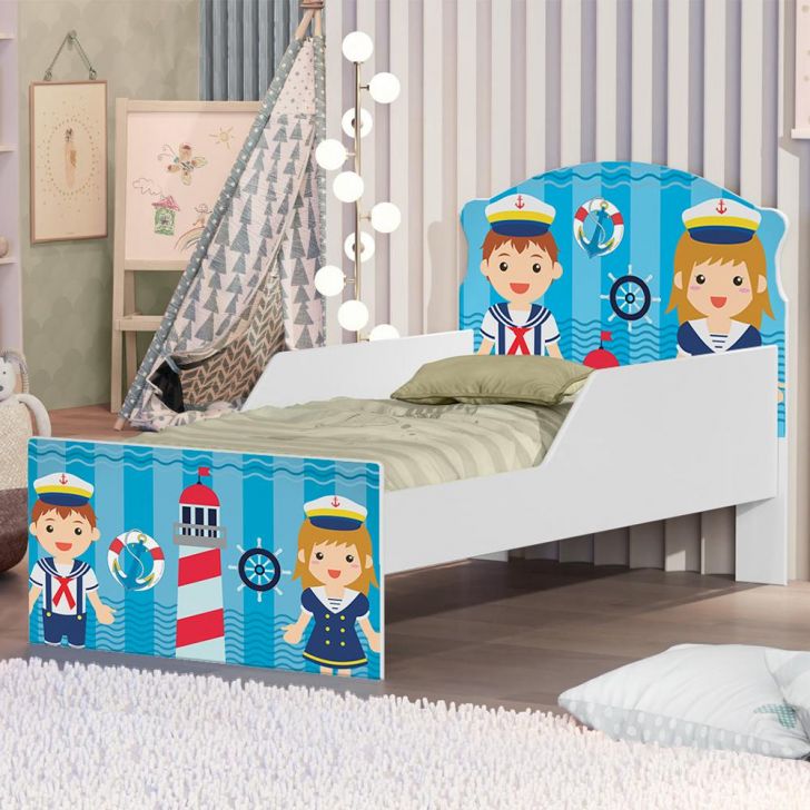 Mini Cama Capitão Marinhos Meninos Com Colchão