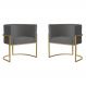 Kit 2 Poltronas Decorativa Sala de Estar Luana Base Gold Suede Cinza - Montanaris Decor