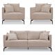 Kit 2 Poltronas e Sofá Living 2 Lugares 1,60m Sirius Linho Areia Pés Metálicos - Pallazio