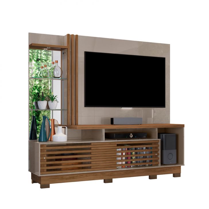 Estante para Home Theater e TV até 60 Polegadas com Pés Frizz Fendi e Naturale