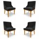 Kit 4 Cadeiras Decorativas Sala de Jantar Base Fixa de Madeira Firenze Suede Preto/Castanho G19 - Gran Belo
