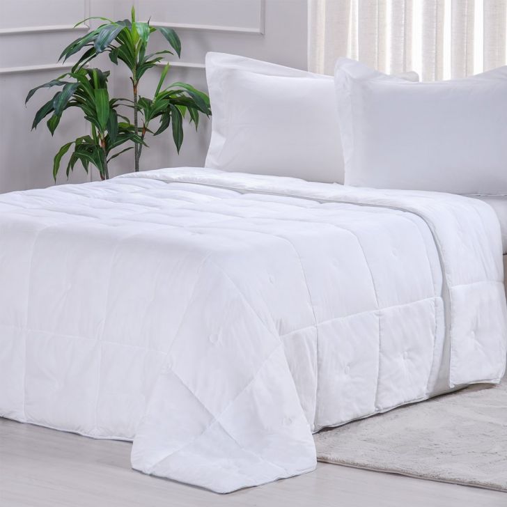 Edredom King Toque de Plumas 260 Fios New 240x260cm Branco