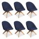 Kit 06 Poltronas Cadeira Giratória Bela Suede Azul Marinho Base de Madeira - Pallazio
