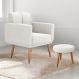 Jogo Poltrona e Puff para Sala Hazen Boucle Bege
