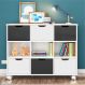 Conjunto Nicho Organizador Zuri 9 Espaços com Rodízios Branco + Kit 3 Gavetas Brancas + Kit 3 Gavetas Pretas