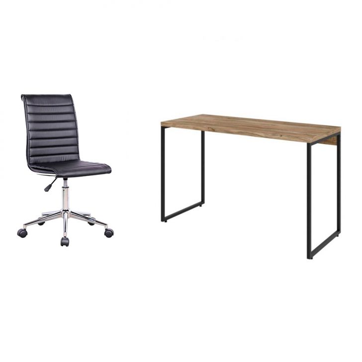 Conjunto de Mesa Studio Carvalho 120 cm com Cadeira de Escritório Secretária Giratória Marilyn Preta