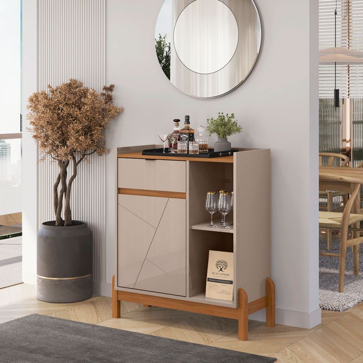 Buffet Bari 1 PT 1 GV Off White e Cedro