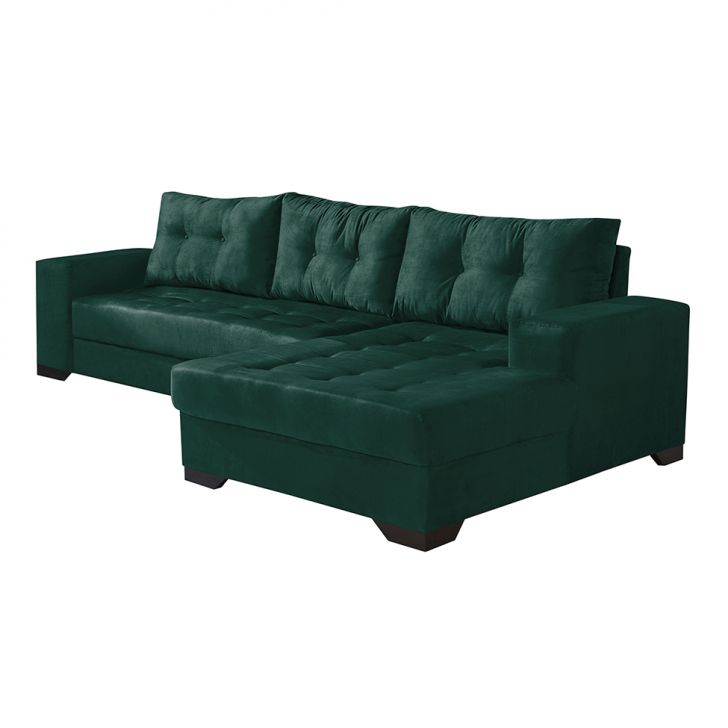 Image of Sofá 5 Lugares Bia Com Chaise Direito Suede Verde PLA-IM730UP84ENRMOB