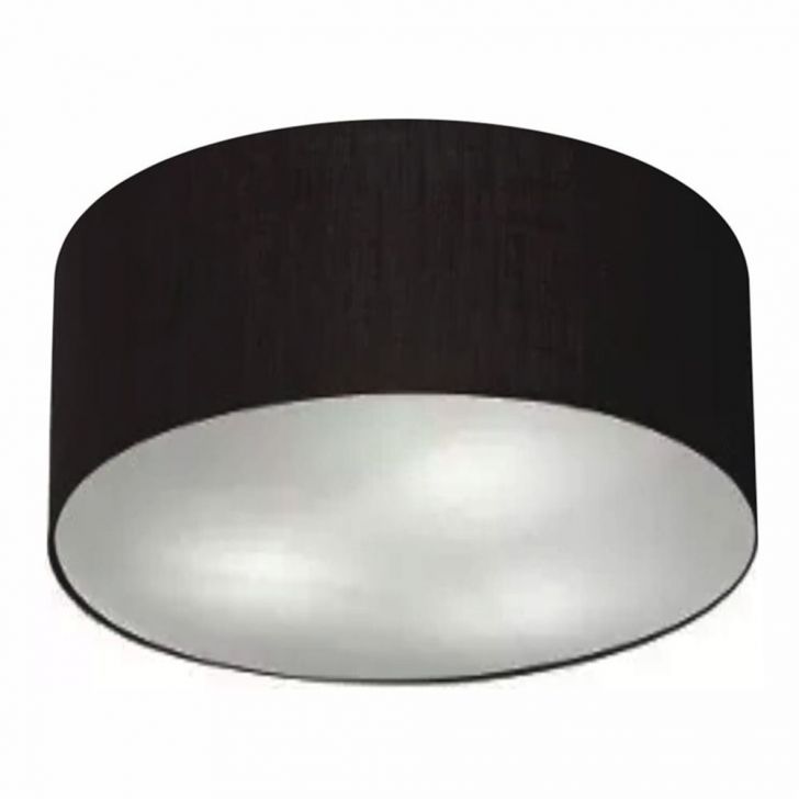 Plafon Cilíndrico Md-3055 Cúpula em Tecido 80x21cm Preto - Bivolt