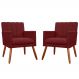 Kit 02 Poltronas Decorativas Cecilia Pés Palito Suede Bordô - DS Estofados