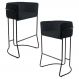 Kit 02 Banquetas Decorativas Fixa Base de Aço Preto Betina D02 Corano Preto C-05 - Lyam Decor