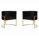 Kit 2 Poltronas Decorativa Luana Base Gold PU Preto - Montanaris Decor
