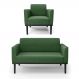 Conjunto Poltrona e Namoradeira Decorativa Isabella Pés Fixo em Madeira Preto Suede Verde G19 - Gran Belo