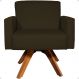 Poltrona Decorativa Para Sala Hope Base Giratória Suede Marrom Pé Castanho