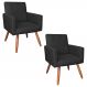 Kit 2 Poltronas Nina Suede Preto Pés Palito Castanho - Pallazio