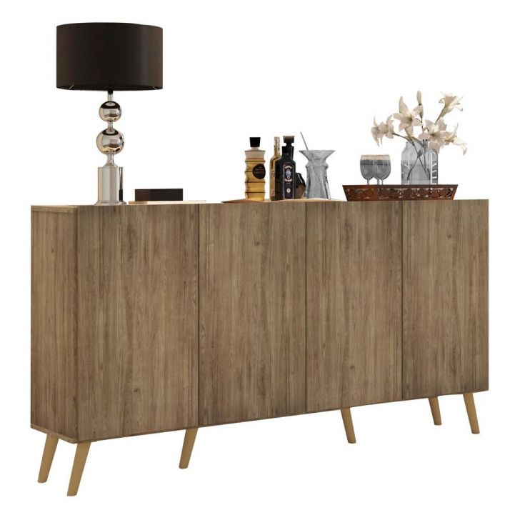 Aparador Buffet 4 Portas Retrô Veneza Multimóveis V3556 Rustic/Natural