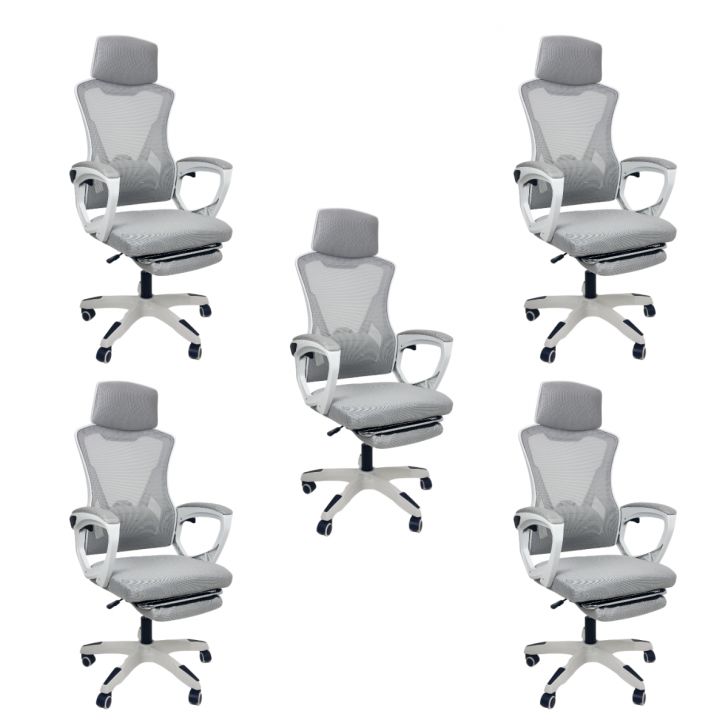 Kit 5 Cadeiras de Escritório Presidente Executiva Oficial Supreme Cinza