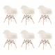 Kit 6 cadeiras Charles Eames Eiffel DAW com pés de madeira clara Creme