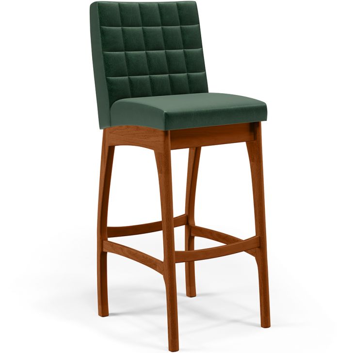 Banqueta Alta Para Cozinha Sala de Jantar Fixa Mila L02 Facto Verde Musgo - Lyam Decor