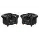 Kit 02 Poltronas Decorativa Chesterfield Capitonê Luís Xv - Couríssimo Preto