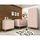 Jogo de Quarto para Bebê Completo 2 Portas Classic New Rosa Fosco com Madeira - Reller