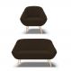 Kit 01 Namoradeira 02 Lugares e 01 Poltrona Giovana Suede Marrom Pés Palito Natural - D'Rossi