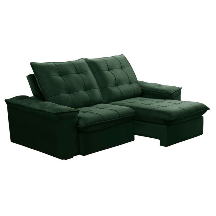 Image of Sofá 3 Lugares Retrátil E Reclinável Batam Veludo Verde PLA-FE691UP84RPBMOB
