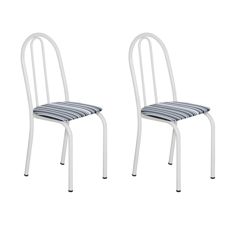 Conjunto 2 Cadeiras Éos Branco e Preto Listrado