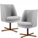 Kit 02 Poltronas Decorativas Giratória Base X Pérsia D02 Linho Cinza C-315 - Lyam Decor